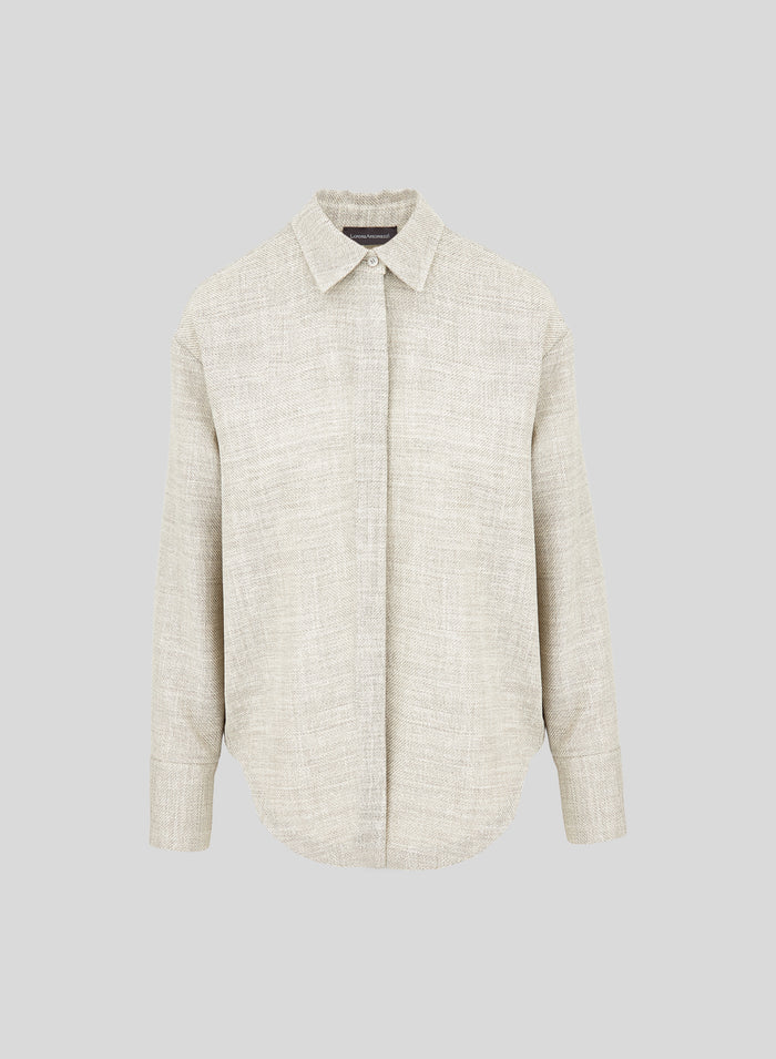 CAMICIA CLASSICA IN LANA, ALPACA E LINO