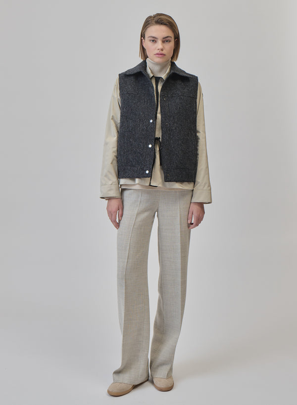 PANTALONI SARTORIALI IN LANA, ALPACA E LINO