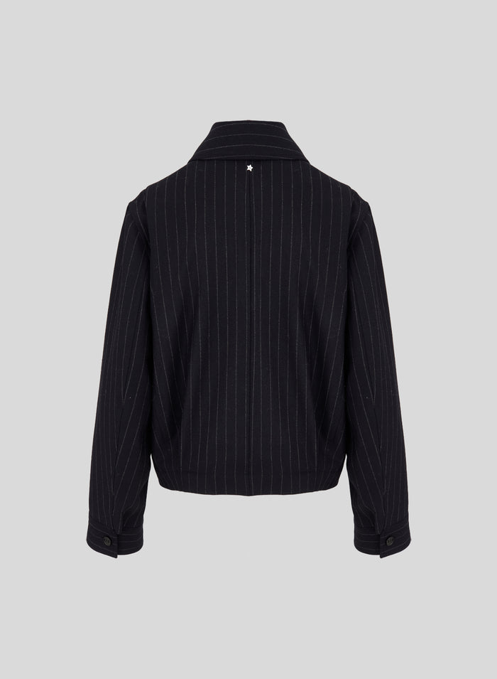 PINSTRIPED WOOL BOMBER