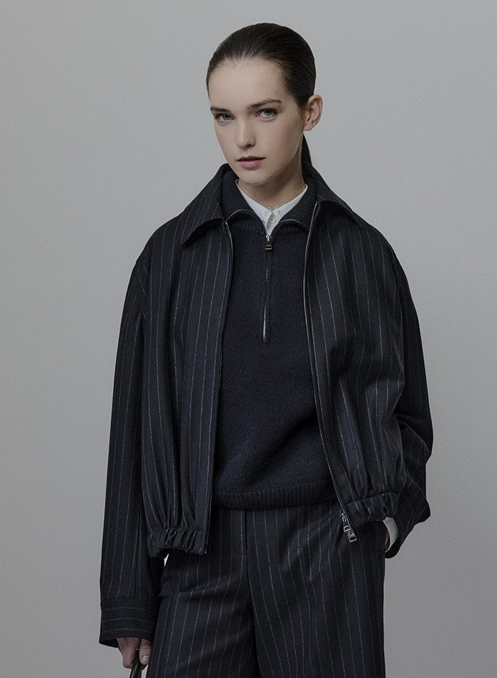 PINSTRIPED WOOL BOMBER