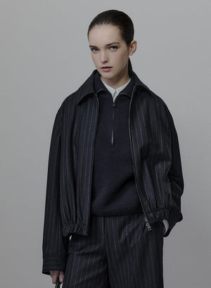 PINSTRIPED WOOL BOMBER
