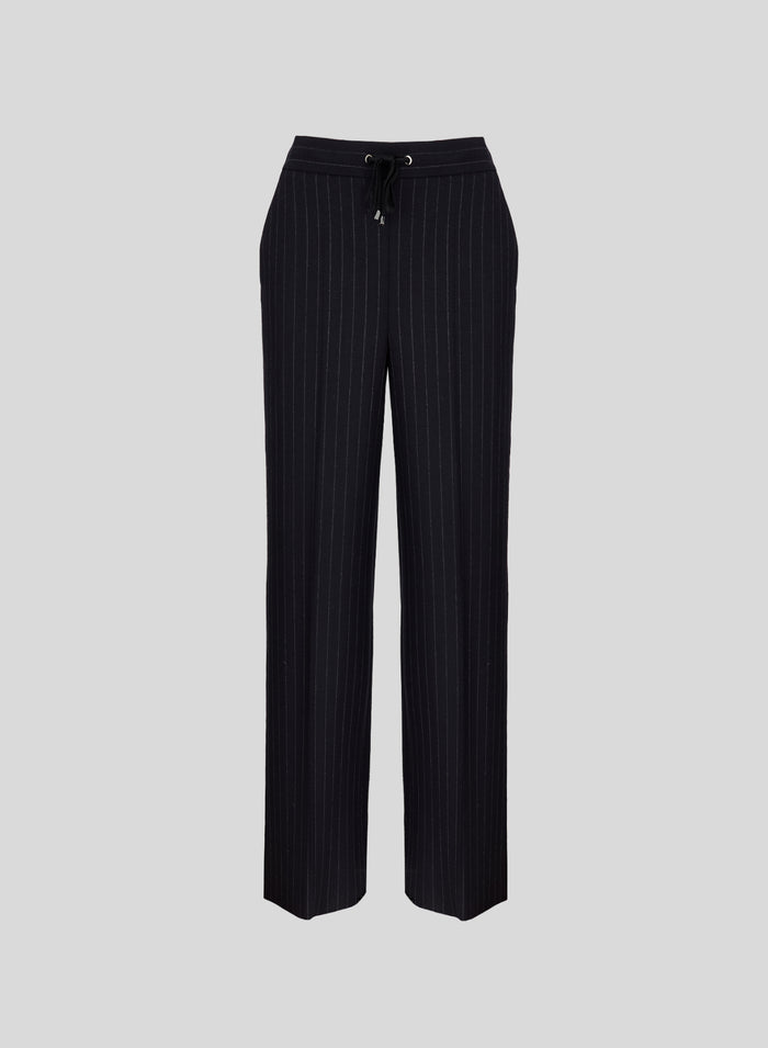 PINSTRIPE WOOL DRAWSTRING TROUSERS