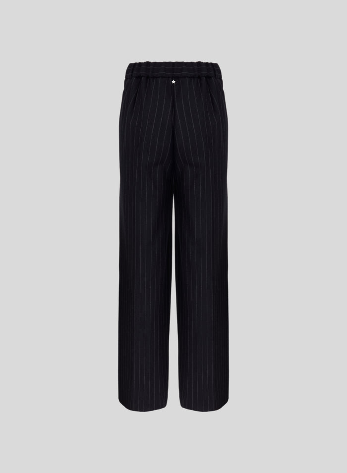 PINSTRIPE WOOL DRAWSTRING TROUSERS