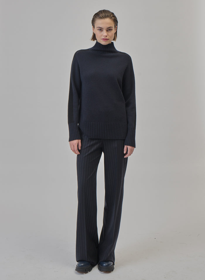 PINSTRIPE WOOL DRAWSTRING TROUSERS