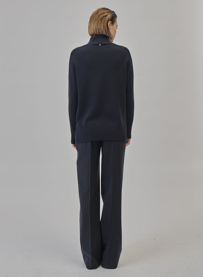 PINSTRIPE WOOL DRAWSTRING TROUSERS