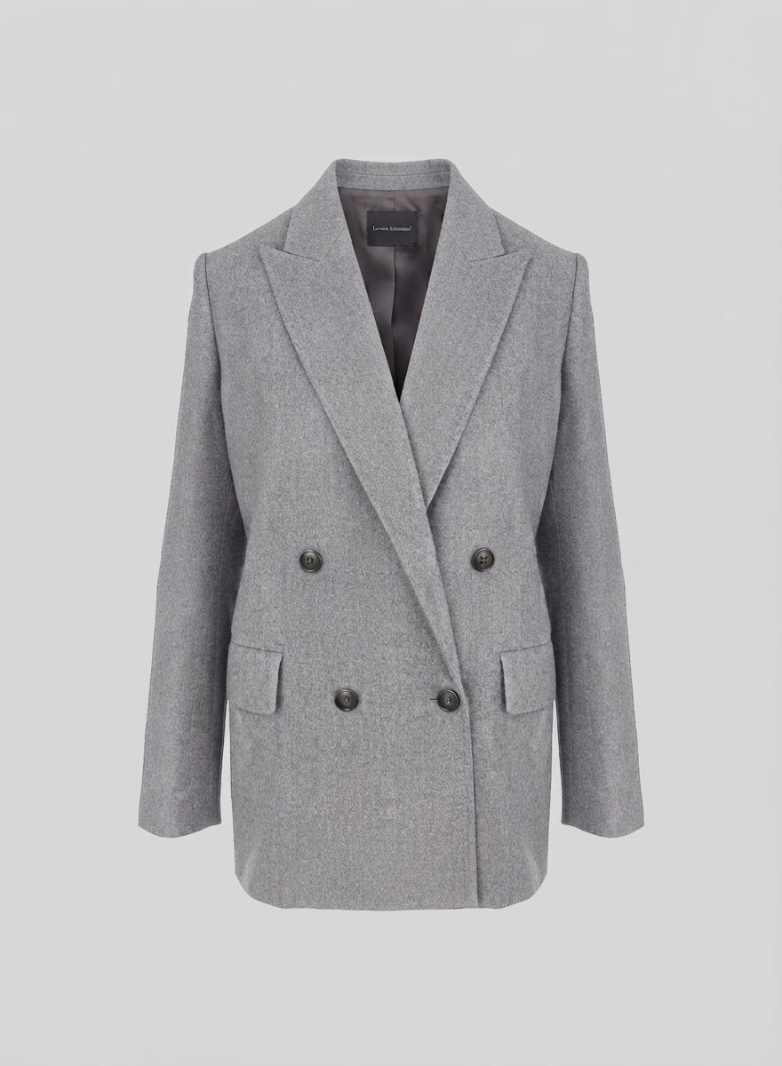 DOUBLE-BREASTED WOOL AND CASHMERE FLANNEL JACKET