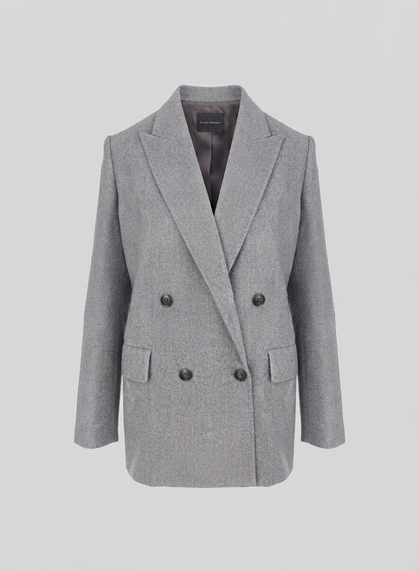 DOUBLE-BREASTED WOOL AND CASHMERE FLANNEL JACKET