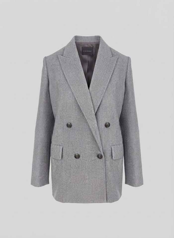 DOUBLE-BREASTED WOOL AND CASHMERE FLANNEL JACKET