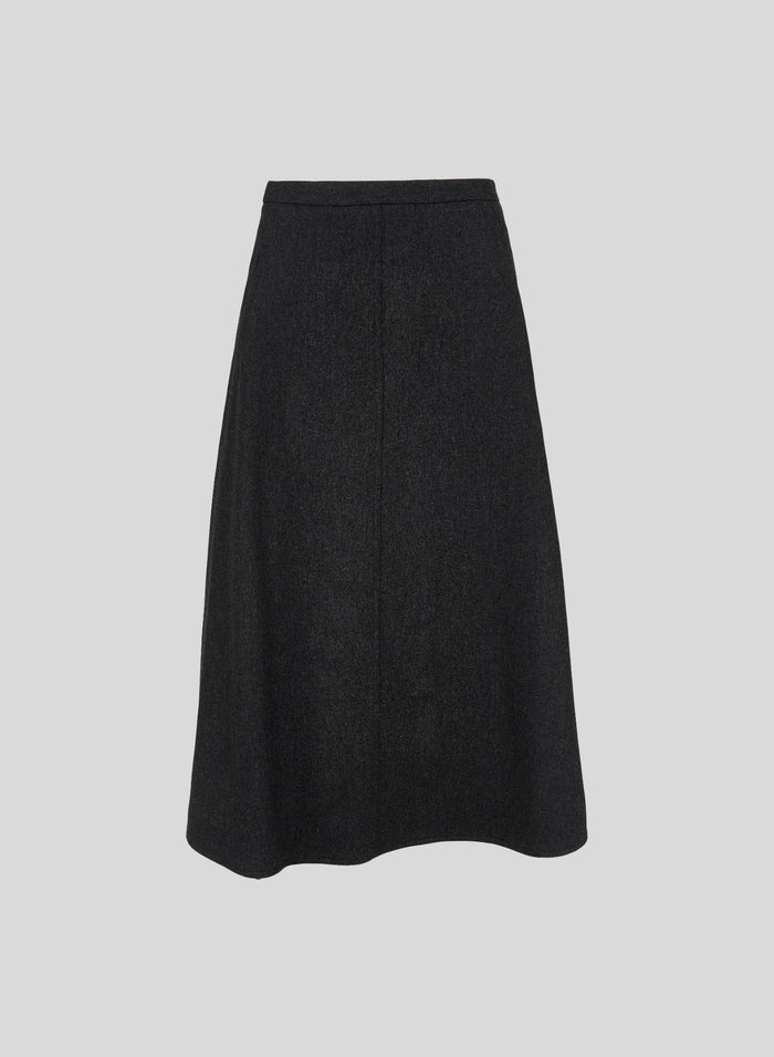 GONNA LONGUETTE IN FLANELLA DI LANA E CASHMERE