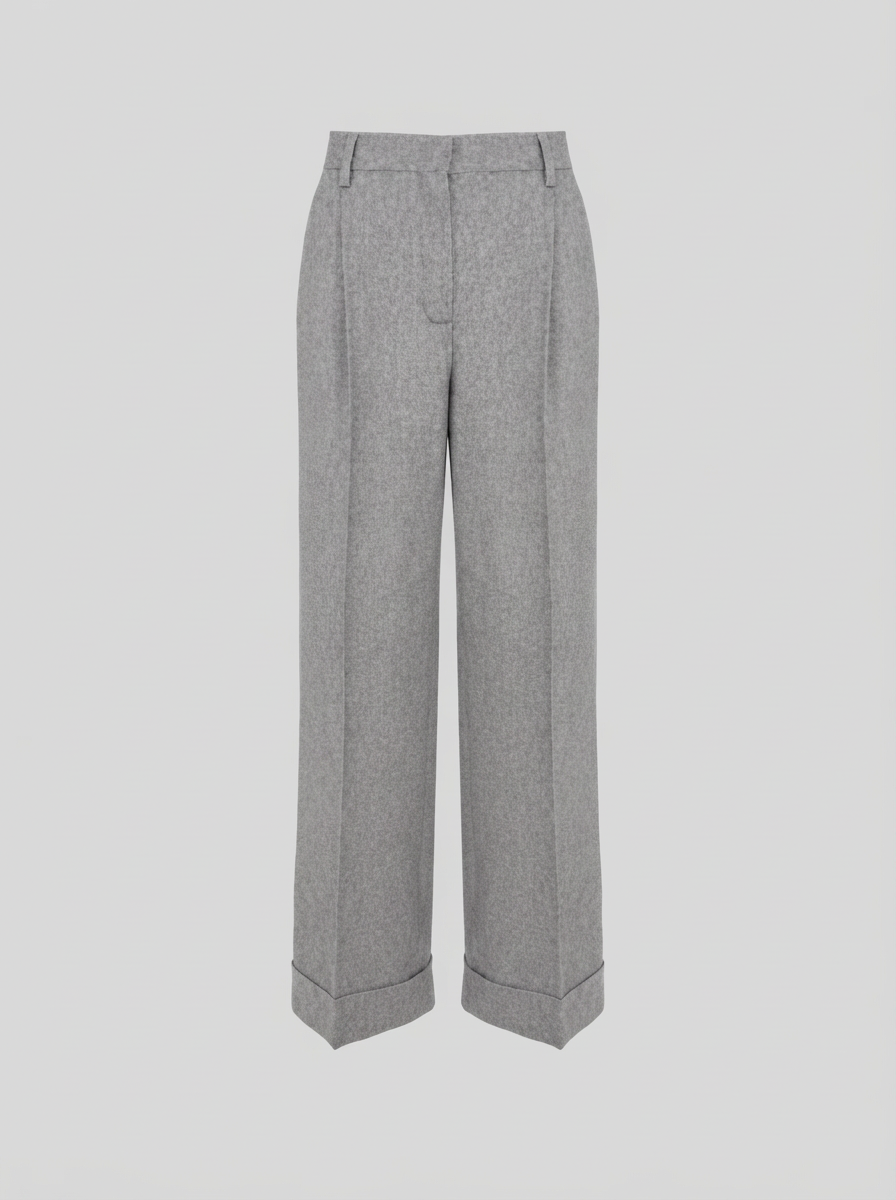 PANTALONI SARTORIALI IN FLANELLA DI LANA E CASHMERE