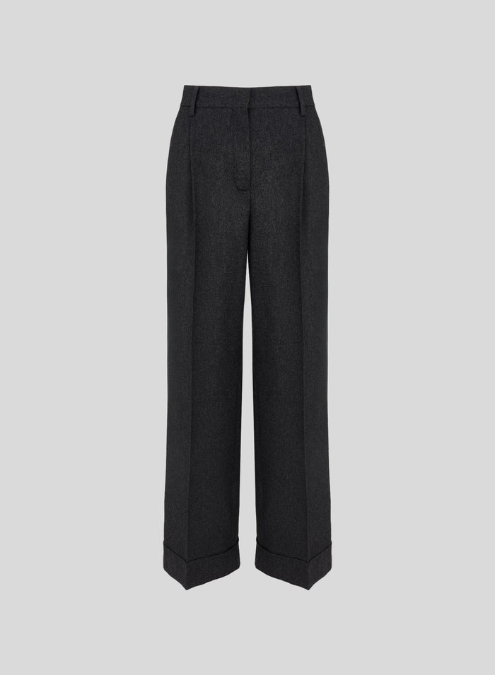 PANTALONI SARTORIALI IN FLANELLA DI LANA E CASHMERE
