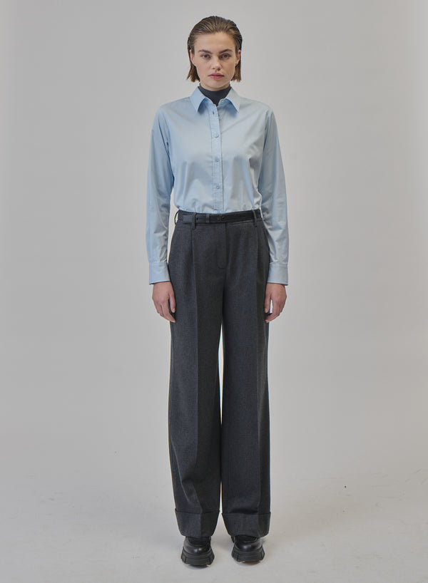 PANTALONI SARTORIALI IN FLANELLA DI LANA E CASHMERE