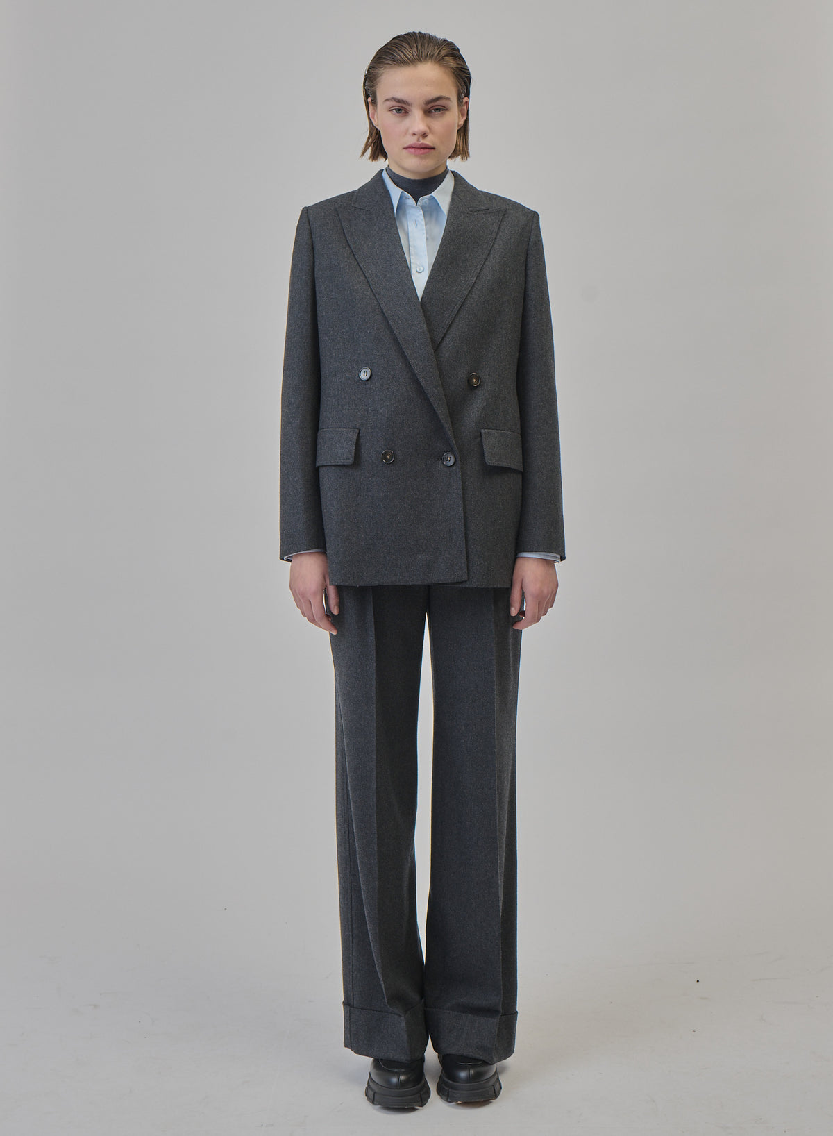PANTALONI SARTORIALI IN FLANELLA DI LANA E CASHMERE