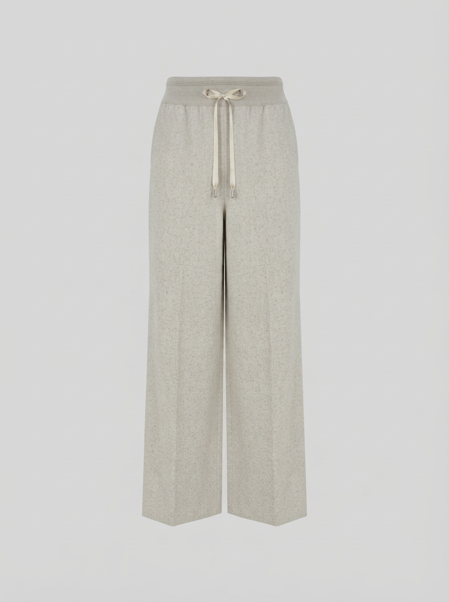PANTALONI A GAMBA LARGA IN FLANELLA STRETCH
