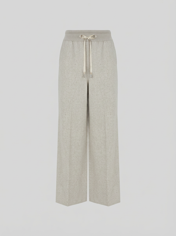 PANTALONI A GAMBA LARGA IN FLANELLA STRETCH