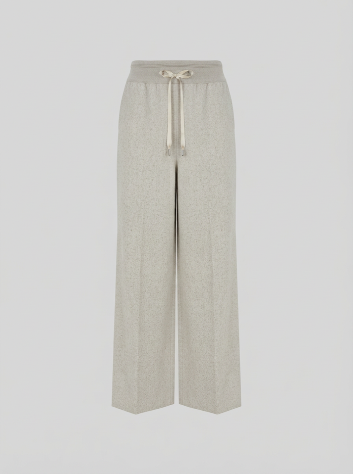 PANTALONI A GAMBA LARGA IN FLANELLA STRETCH