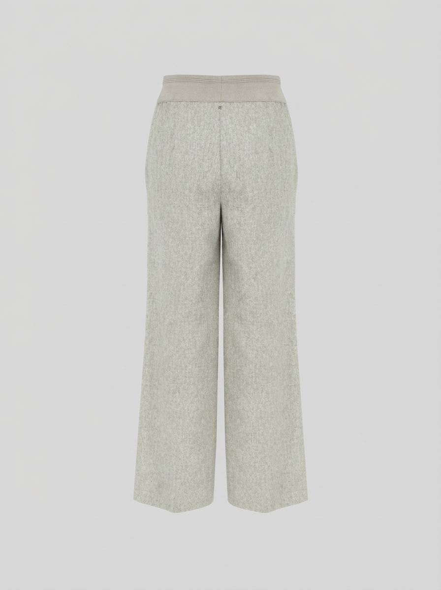 PANTALONI A GAMBA LARGA IN FLANELLA STRETCH