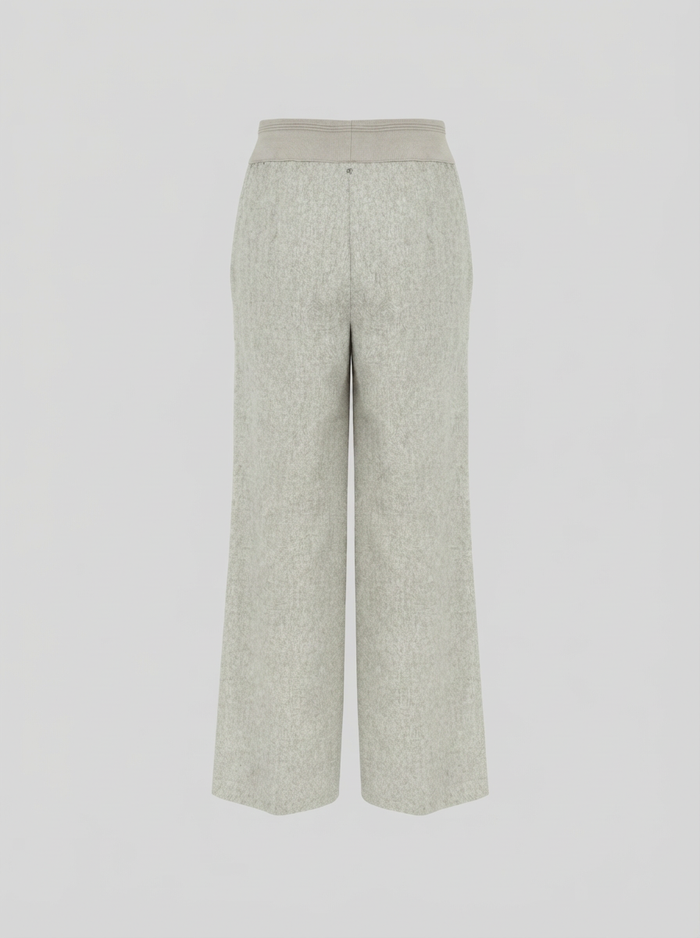 PANTALONI A GAMBA LARGA IN FLANELLA STRETCH