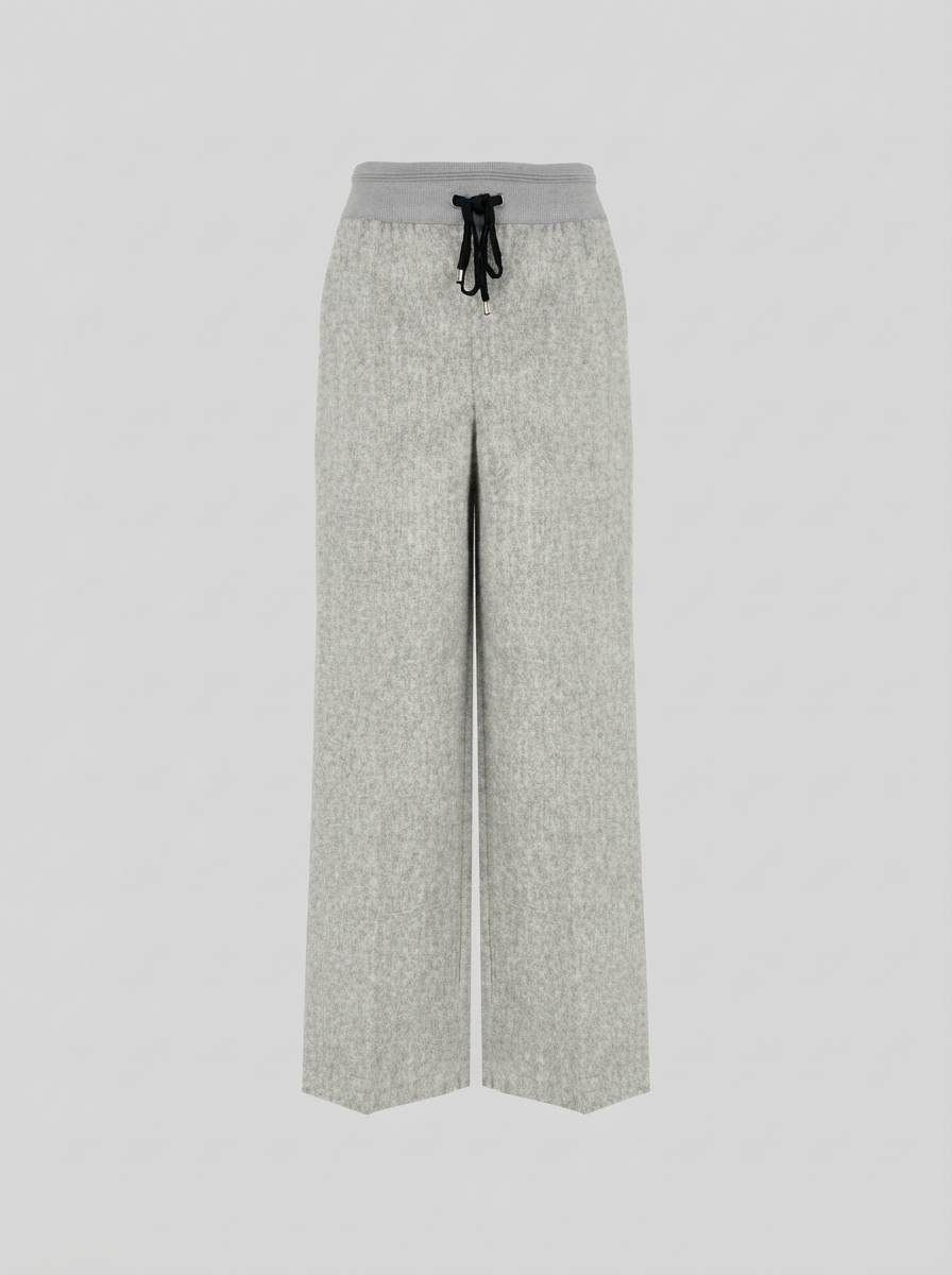 PANTALONI A GAMBA LARGA IN FLANELLA STRETCH