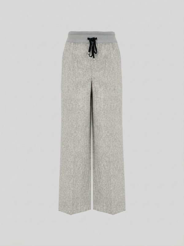 PANTALONI A GAMBA LARGA IN FLANELLA STRETCH