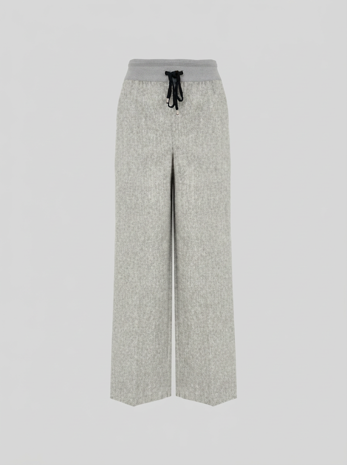 PANTALONI A GAMBA LARGA IN FLANELLA STRETCH