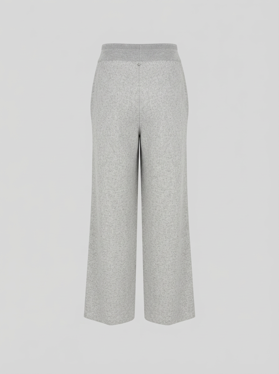 PANTALONI A GAMBA LARGA IN FLANELLA STRETCH