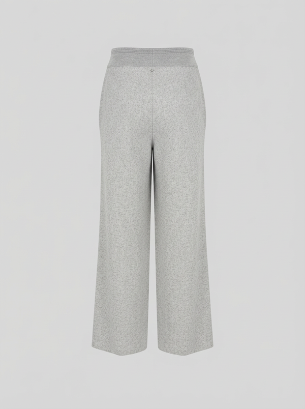 PANTALONI A GAMBA LARGA IN FLANELLA STRETCH