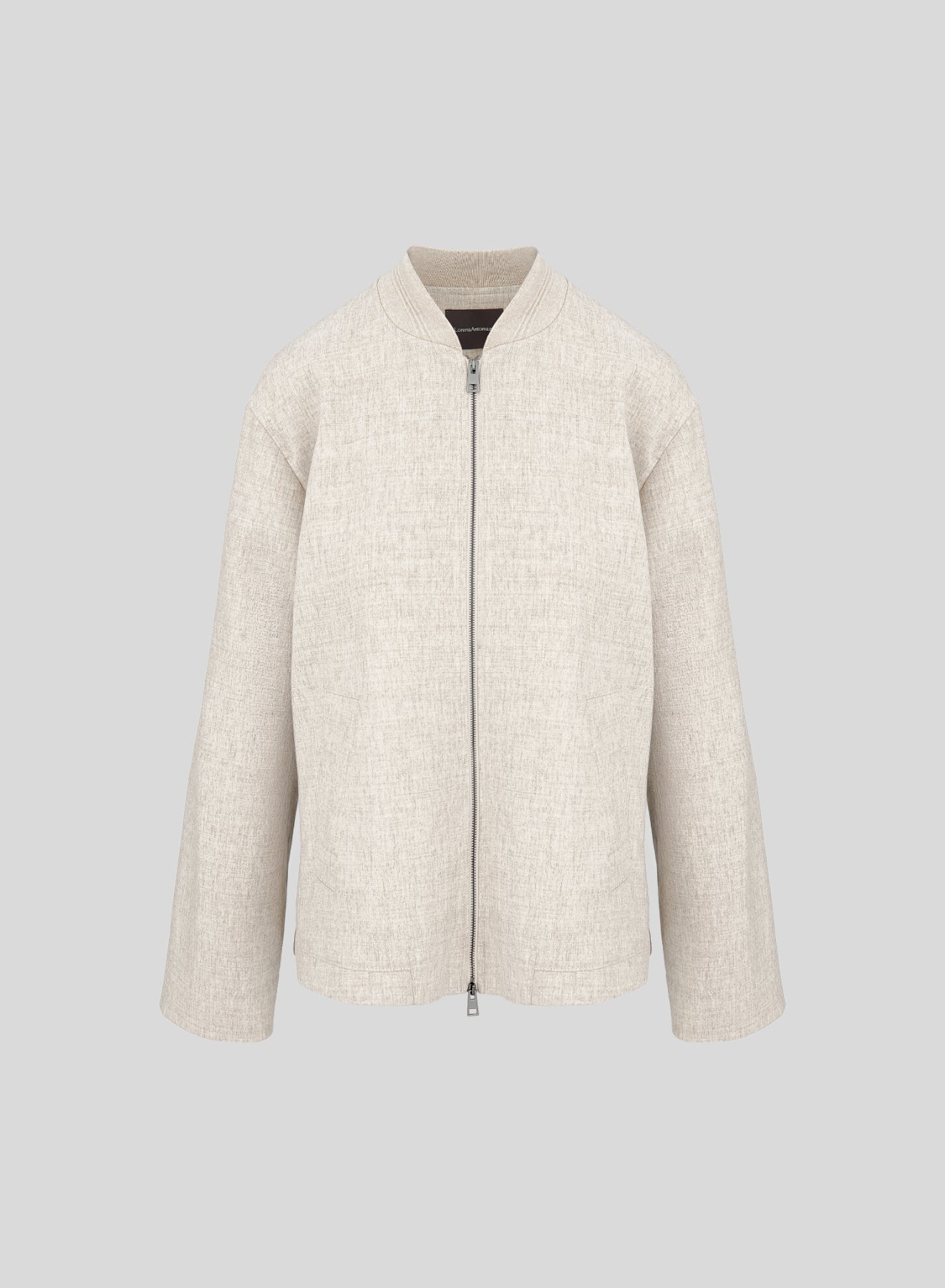 STRETCH FLANNEL BOMBER JACKET WITH TOPSTITCHING