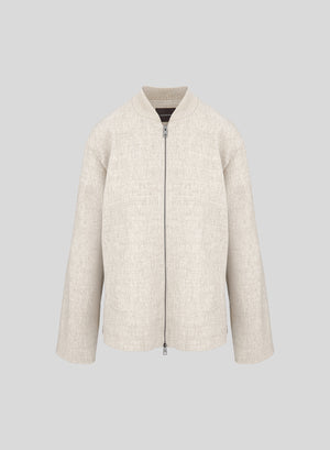 STRETCH FLANNEL BOMBER JACKET WITH TOPSTITCHING