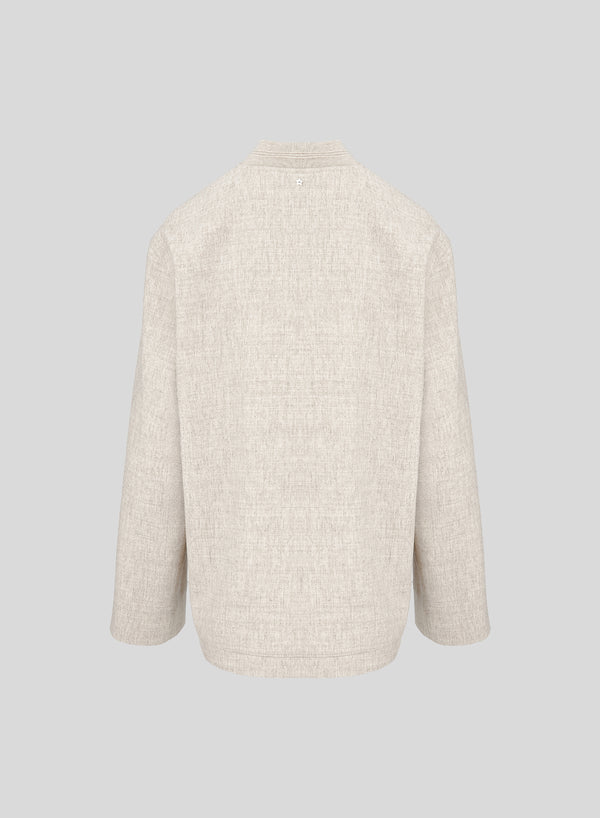 STRETCH FLANNEL BOMBER JACKET WITH TOPSTITCHING