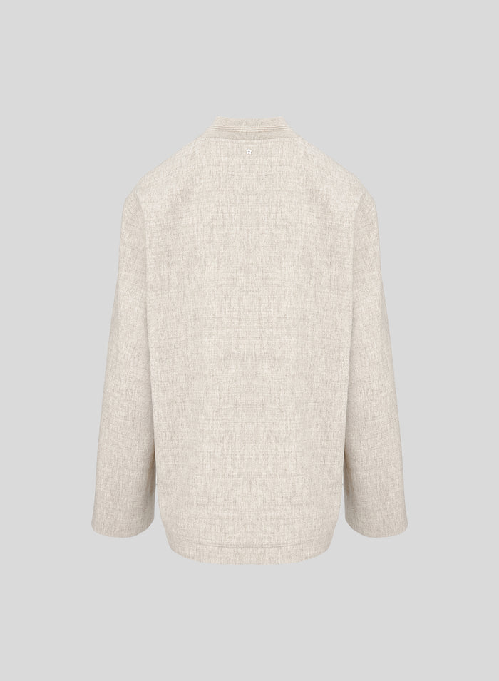 STRETCH FLANNEL BOMBER JACKET WITH TOPSTITCHING