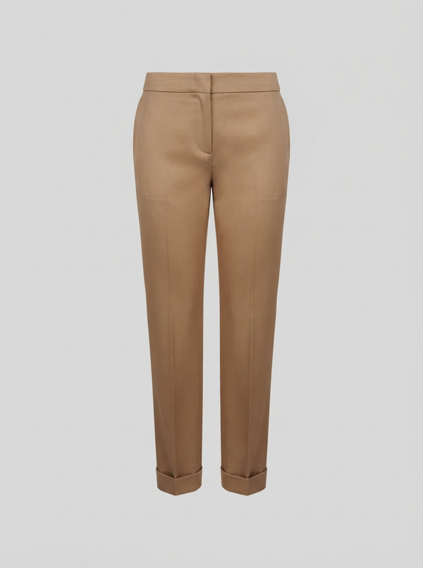 PANTALONI A SIGARETTA IN RASO DI LANA