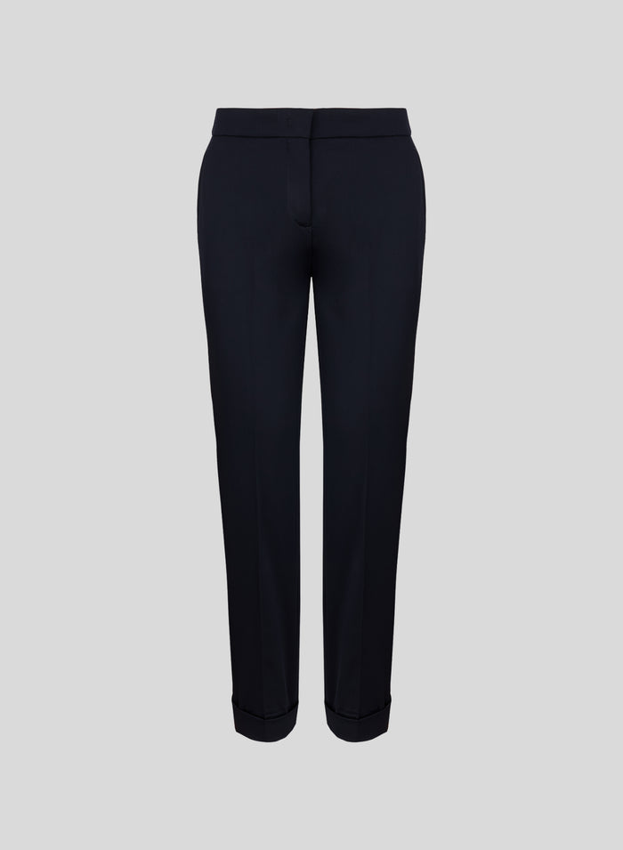 PANTALONI A SIGARETTA IN RASO DI LANA