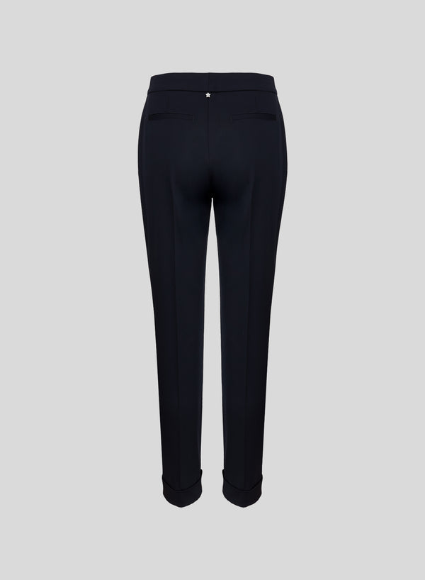PANTALONI A SIGARETTA IN RASO DI LANA