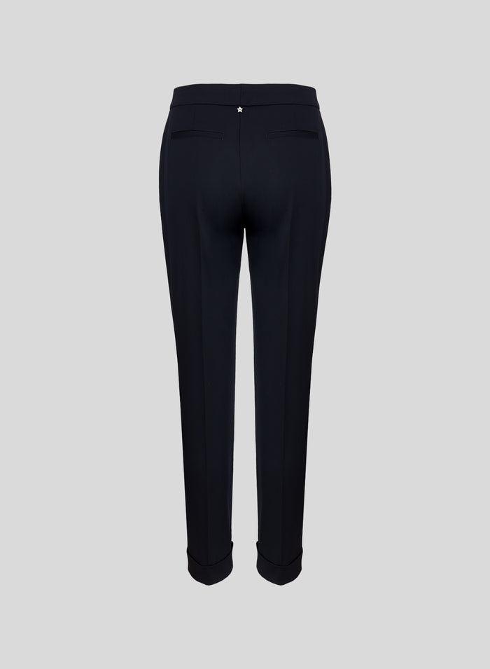 PANTALONI A SIGARETTA IN RASO DI LANA