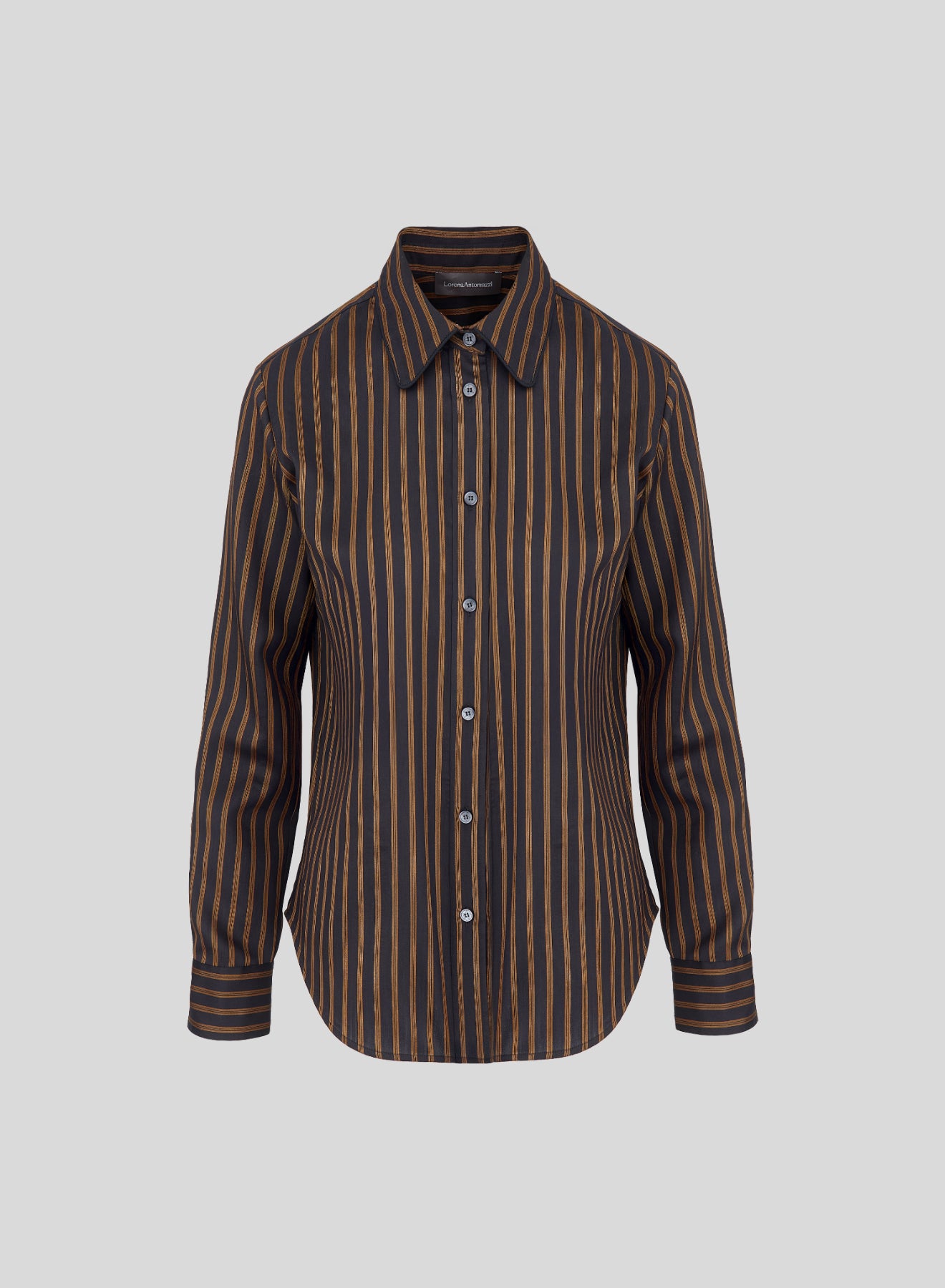 CAMICIA CLASSICA A RIGHE IN LANA, VISCOSA E SETA