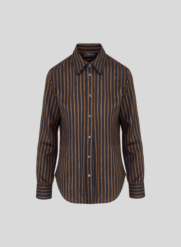 CLASSIC STRIPED SHIRT IN WOOL, VISCOSE, AND SILK