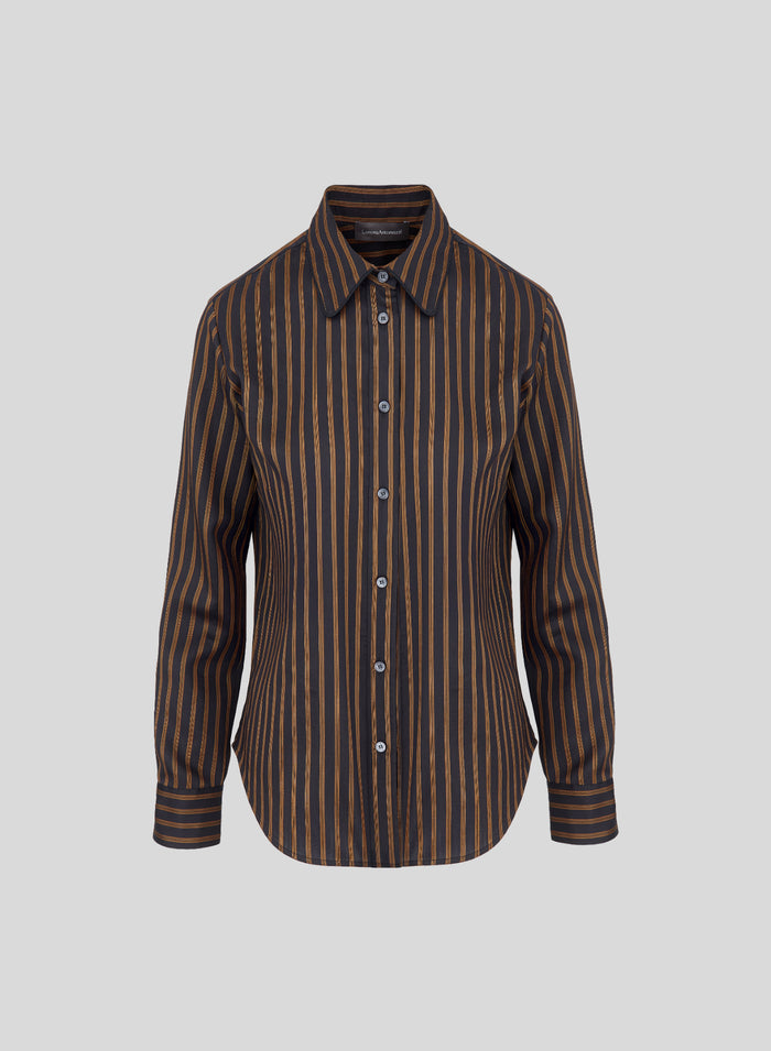 CAMICIA CLASSICA A RIGHE IN LANA, VISCOSA E SETA