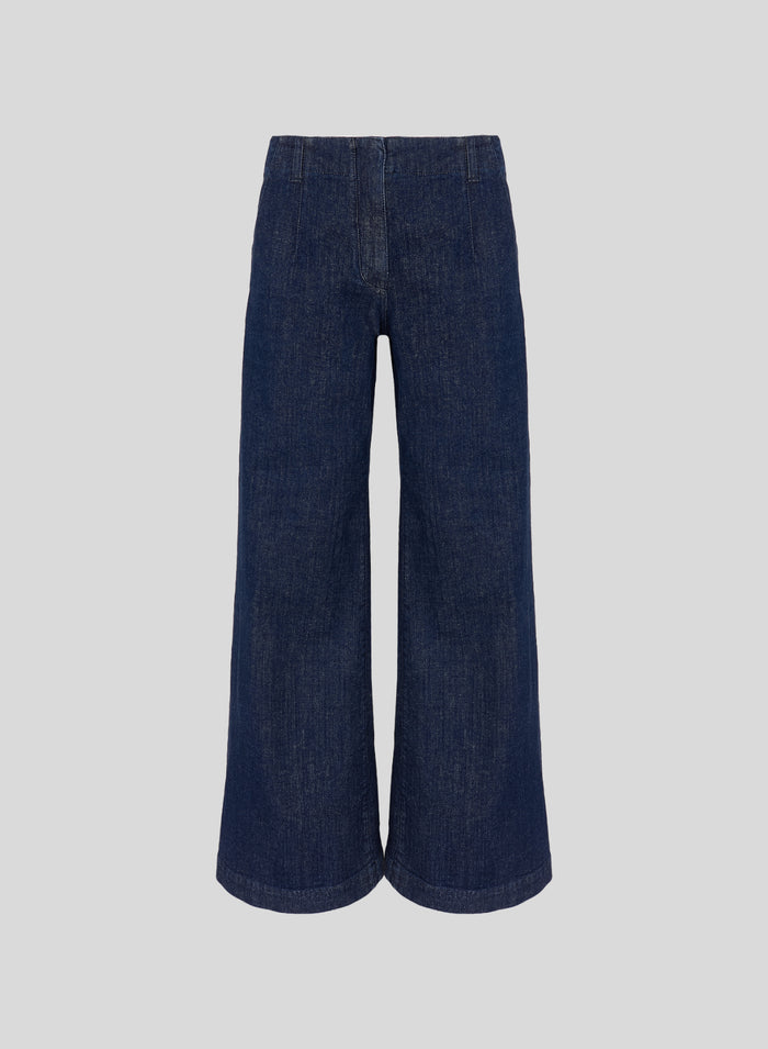 JEANS A VITA ALTA CON GAMBA LARGA