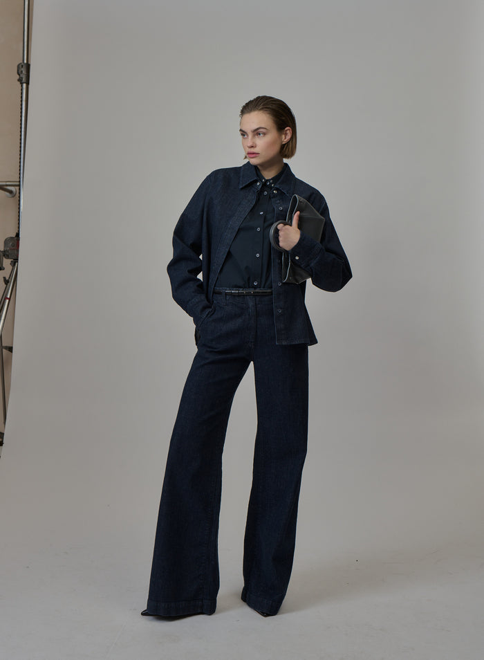 JEANS A VITA ALTA CON GAMBA LARGA