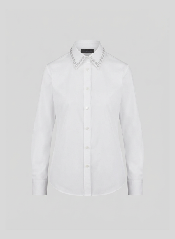 CAMICIA CLASSICA IN POPELINE CON BORCHIE A STELLA