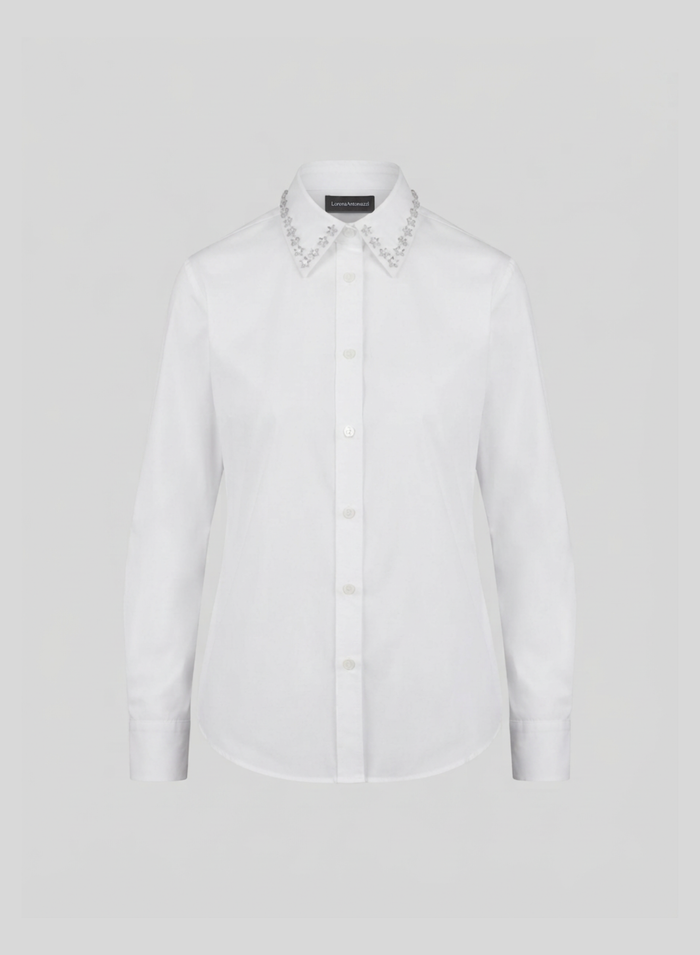 CAMICIA CLASSICA IN POPELINE CON BORCHIE A STELLA