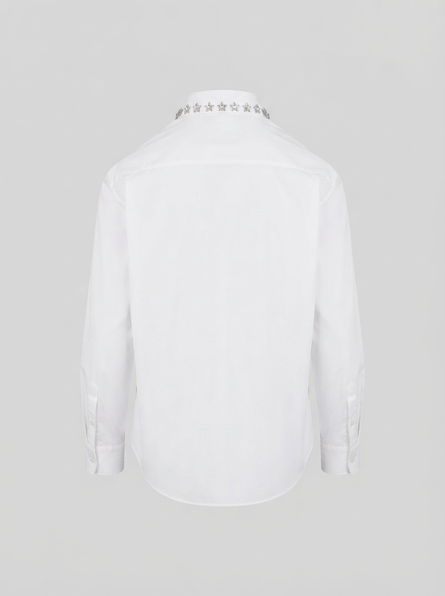 CAMICIA CLASSICA IN POPELINE CON BORCHIE A STELLA