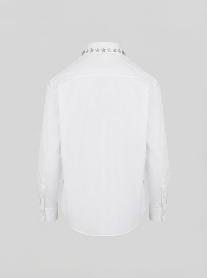 CAMICIA CLASSICA IN POPELINE CON BORCHIE A STELLA