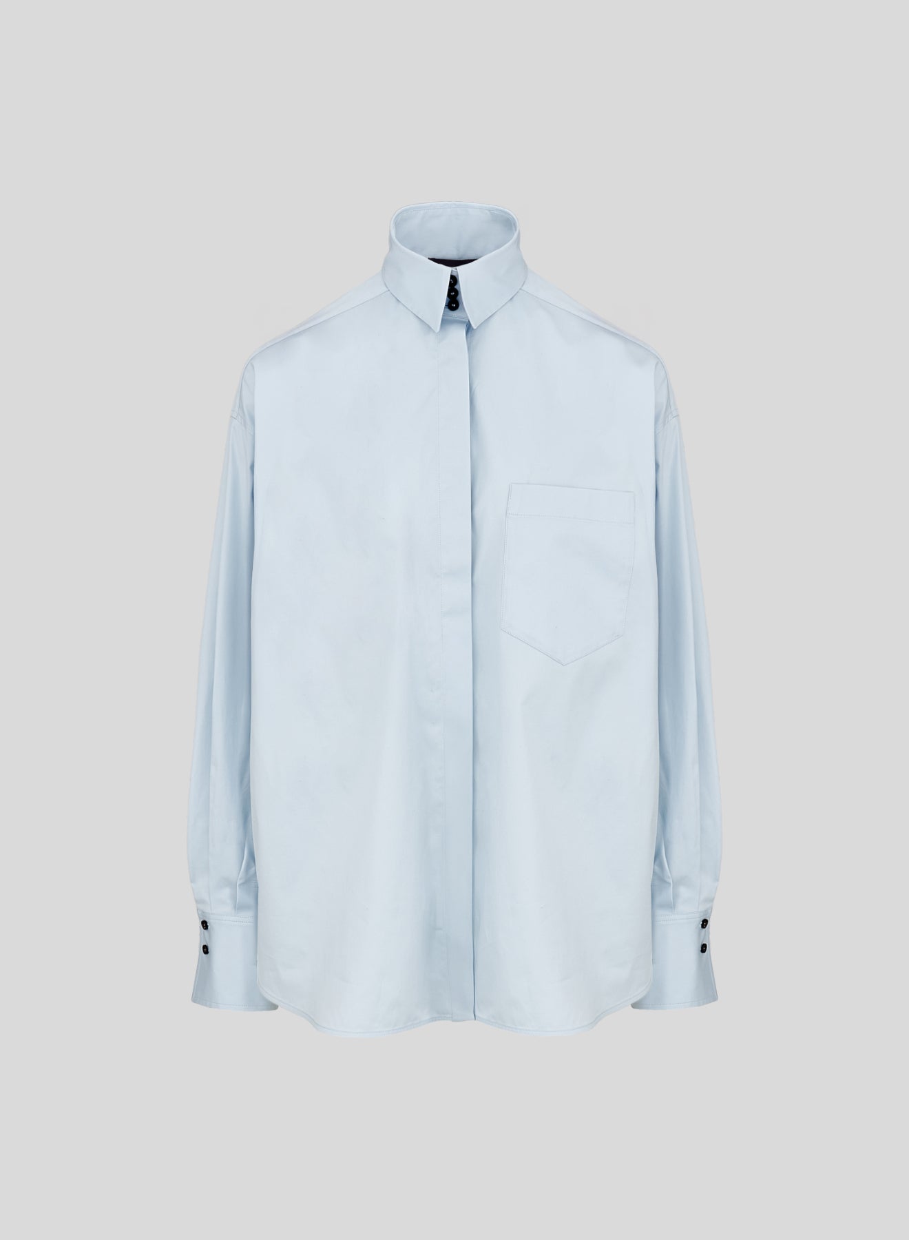 CAMICIA OVERSIZE IN POPELINE DI COTONE CON COLLETTO ALTO