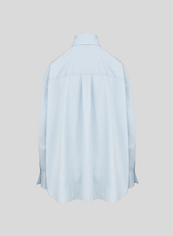 CAMICIA OVERSIZE IN POPELINE DI COTONE CON COLLETTO ALTO