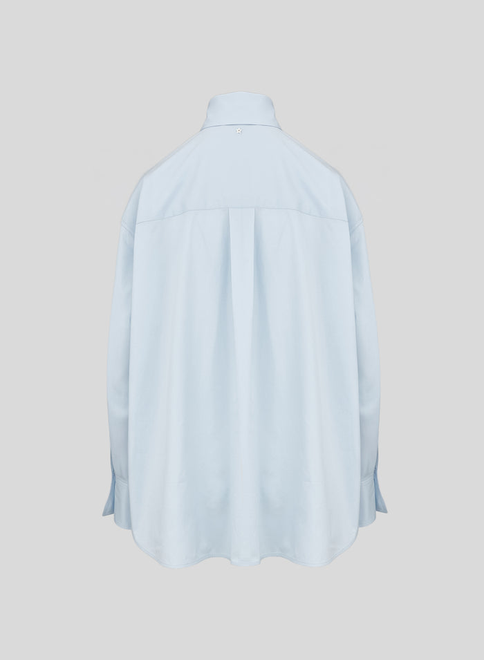 CAMICIA OVERSIZE IN POPELINE DI COTONE CON COLLETTO ALTO