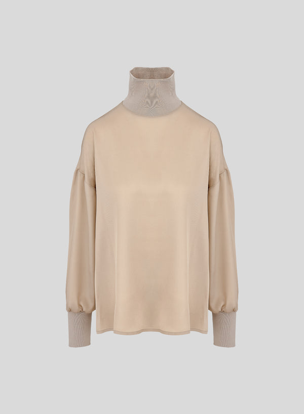 SILK BLEND TWILL BLOUSE