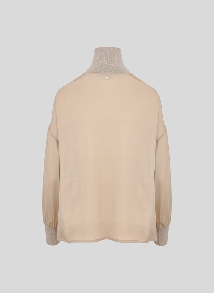 SILK BLEND TWILL BLOUSE