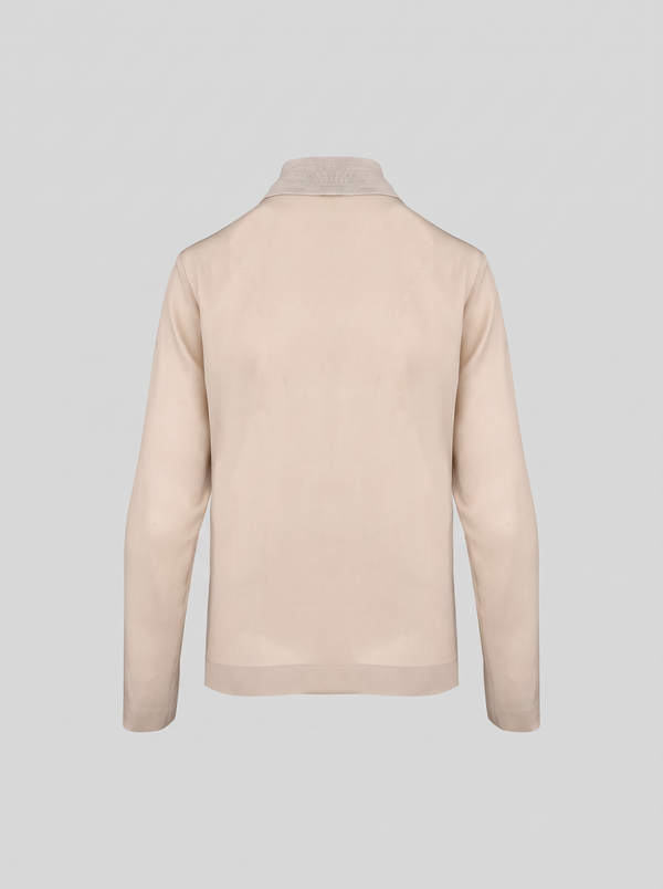 BLUSA CON COLLETTO POLO IN TWILL DI MISTO SETA
